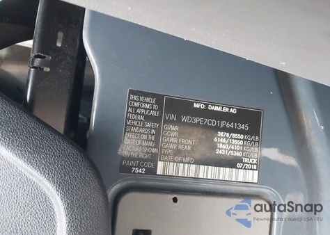 2018 Mercedes-Benz Sprinter 2500 Standard Roof V6 from USA, damaged, VIN WD3PE7CD1JP641345